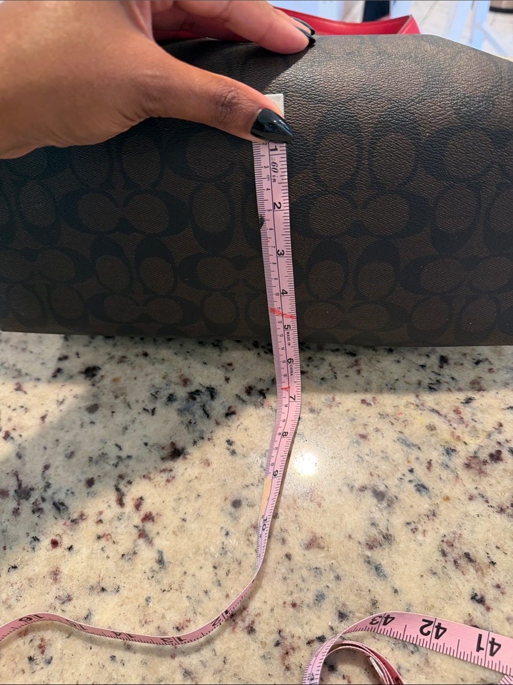 COACH Signature Tote with Red Leather Trim - Picture 10 of 16